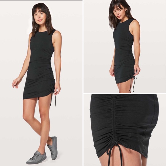 lululemon athletica Dresses & Skirts - NWT Lululemon Cinch It Dress Black T-shirt  Dress Sleeveless 4